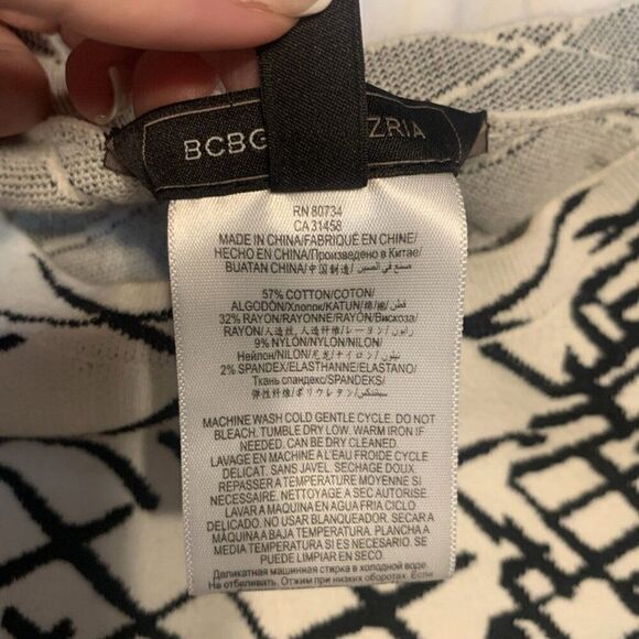 bcbg maxazria Black White Crew Neck Long Sleeve Sweater Top Xxs - Picture 6 of 8